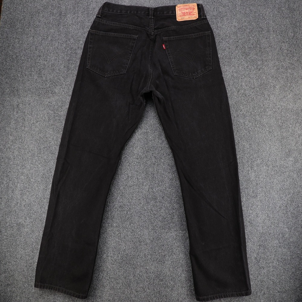 Levis 505 Regular Fit Jeans Mens 33x32 (31x32) Black Straight Leg Denim Cotton